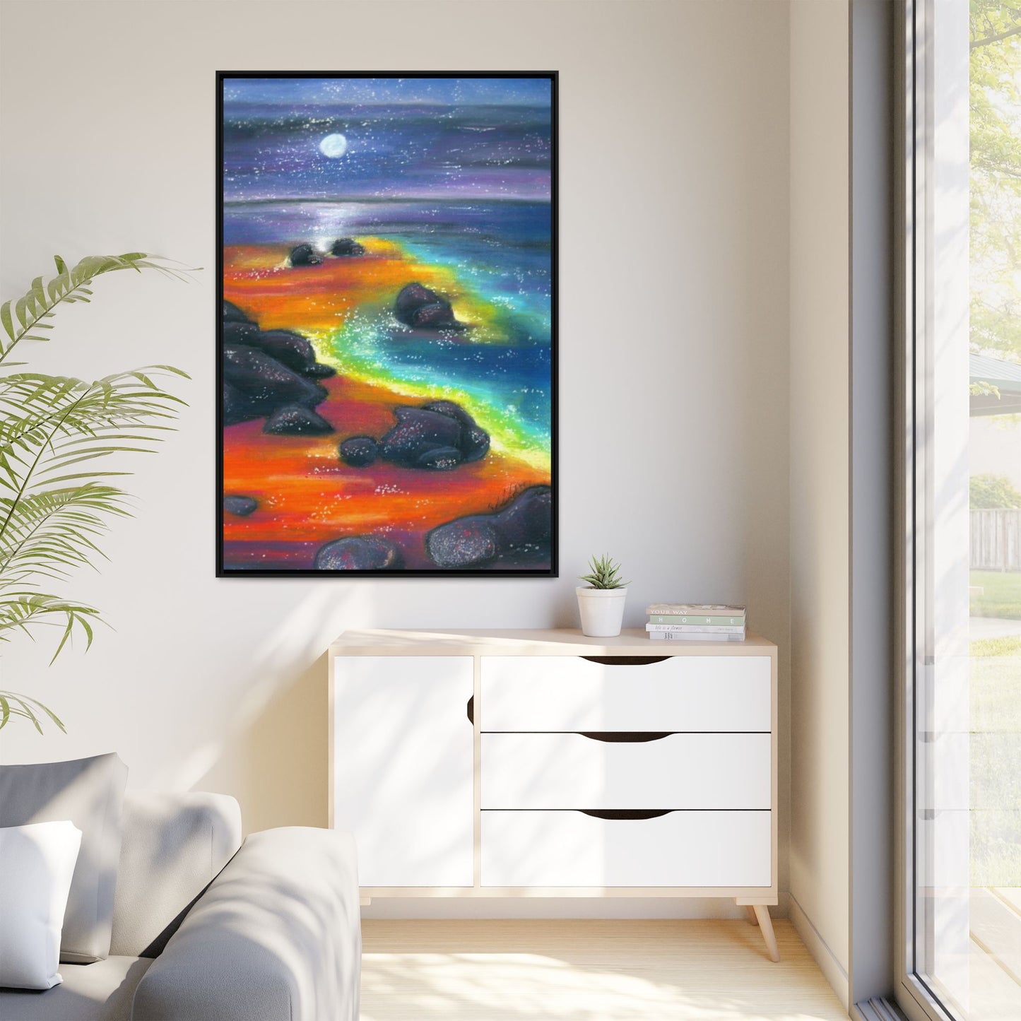 Beach at Night Frame Wall Art