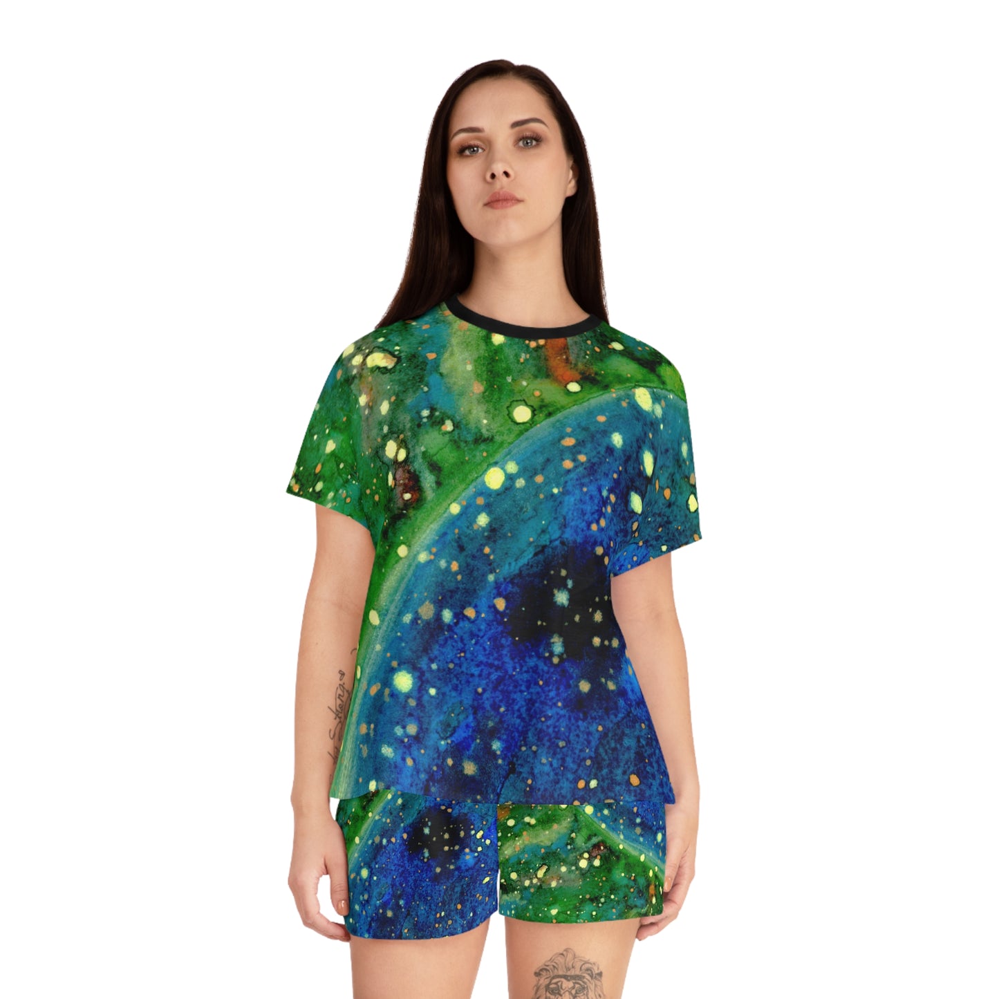 Blue Planet Galaxy Women's Short Pajama Set (AOP)