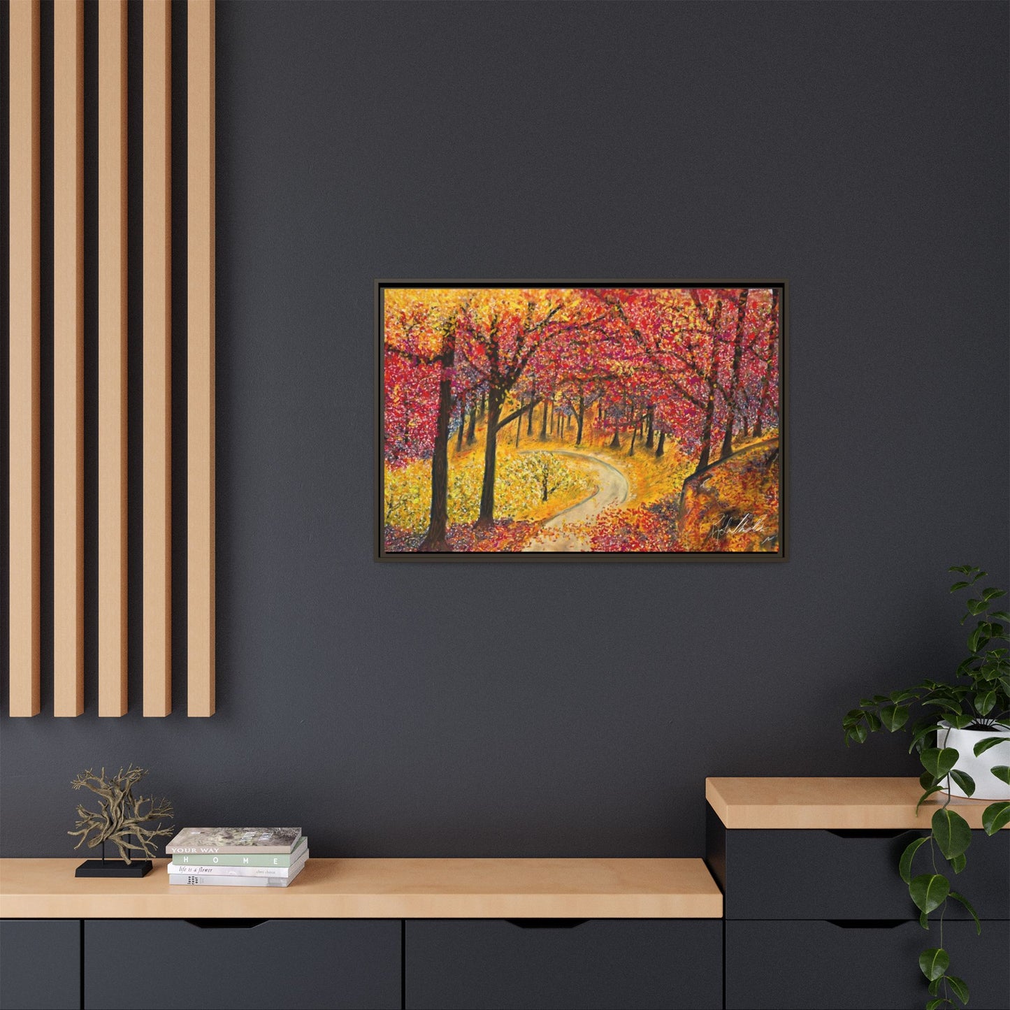 Vibrant Fall Forest Framed Wall Art