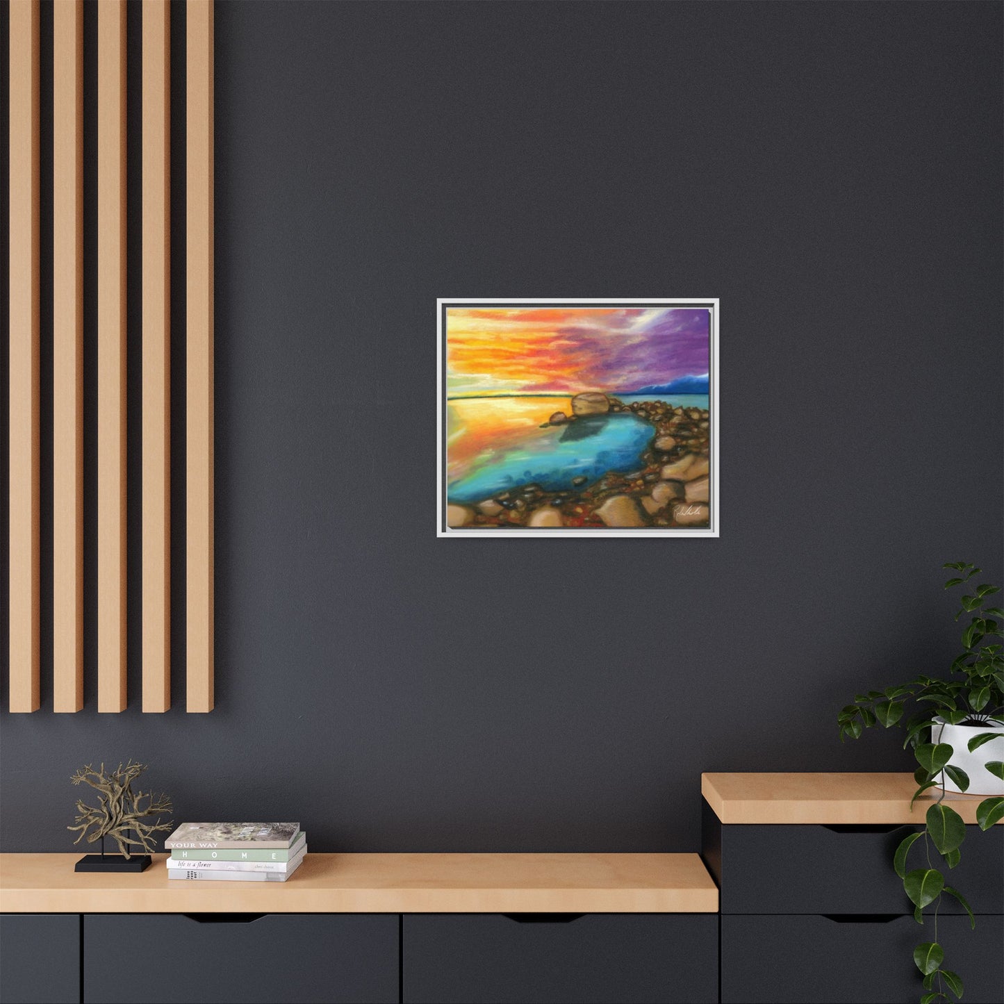 Sunset Ocean Beach Framed Wall Art