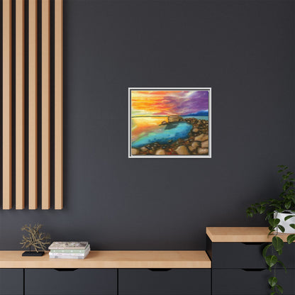 Sunset Ocean Beach Framed Wall Art