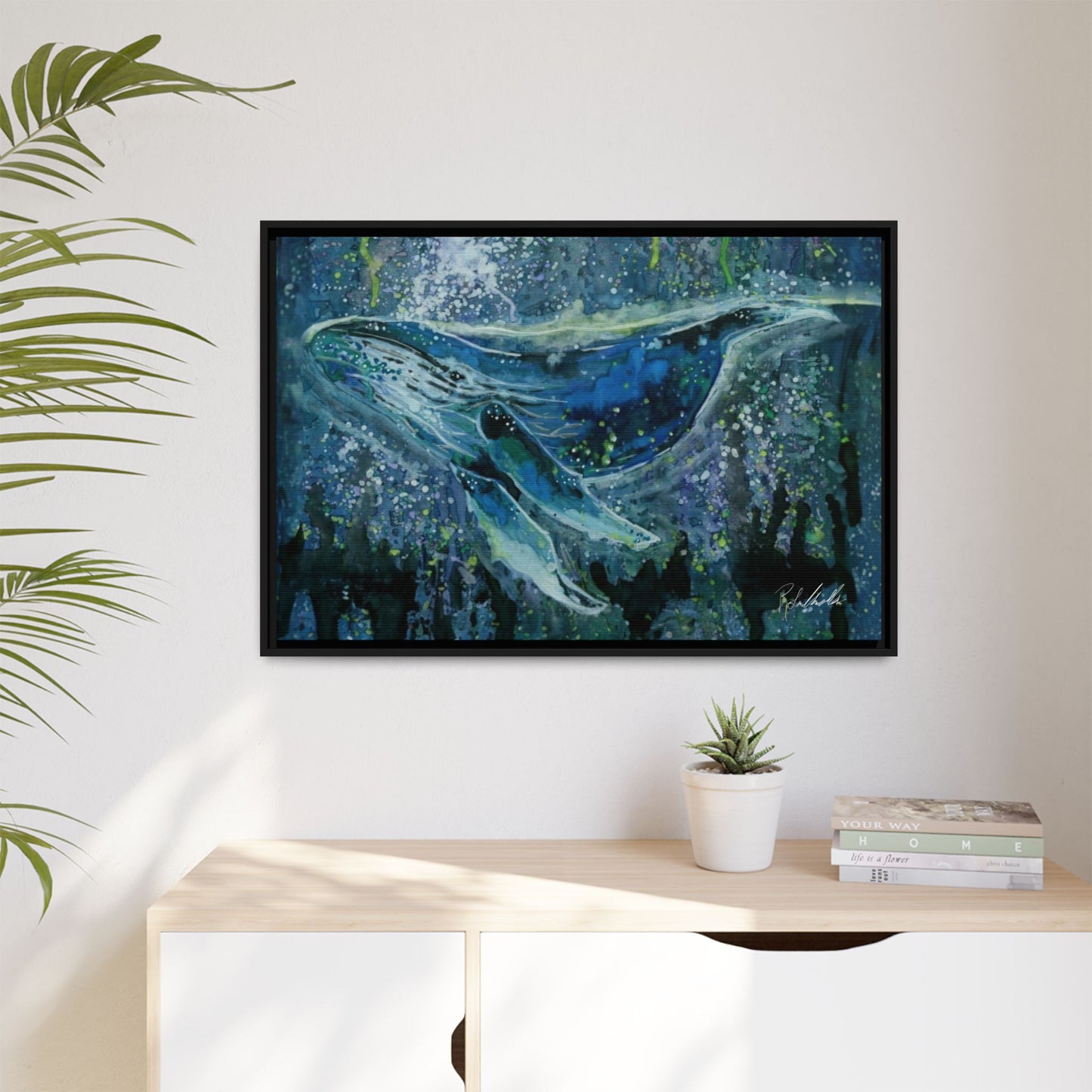 Watercolor Whale Framed Wall Art