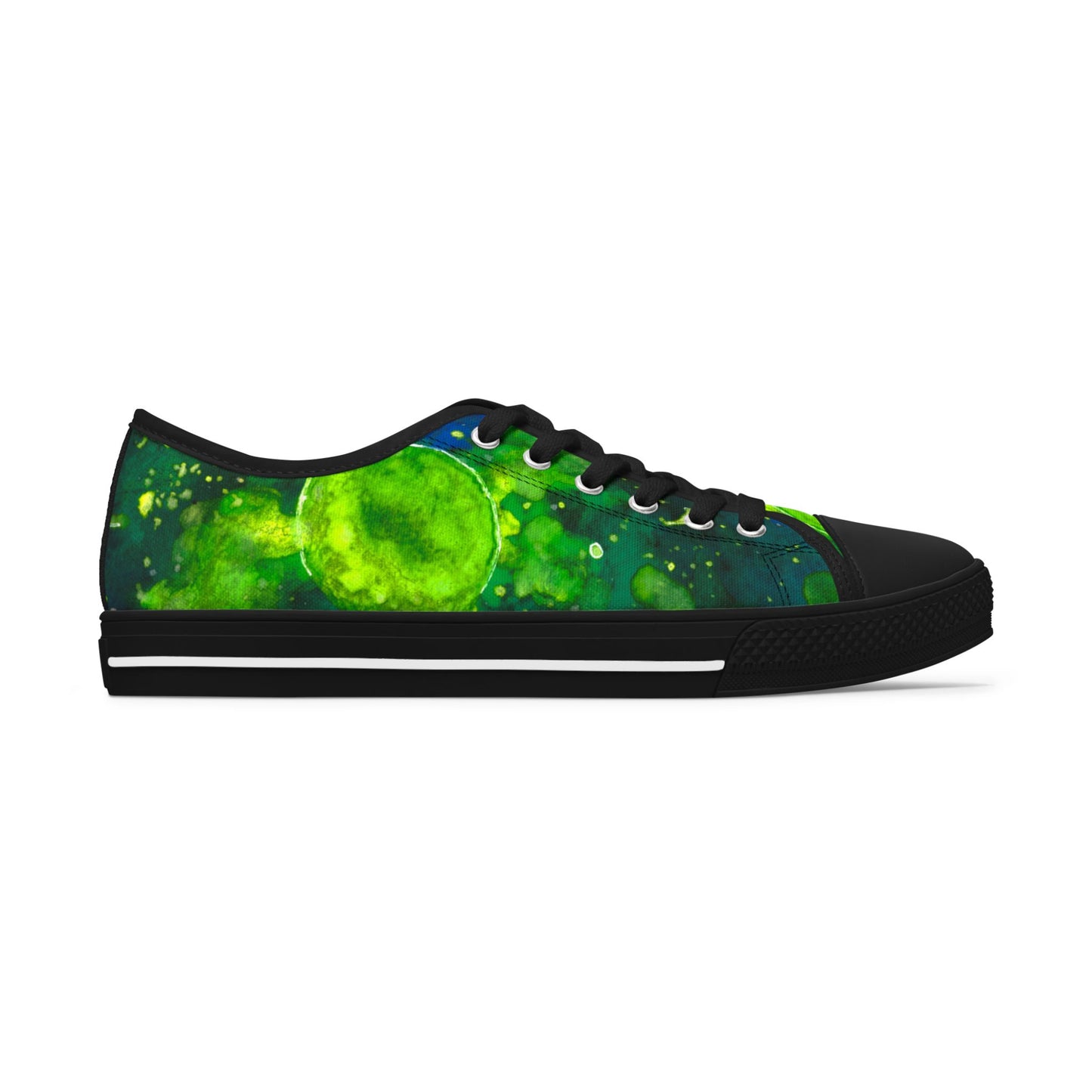Low Top Sneakers — Green Galaxy Moon Pattern
