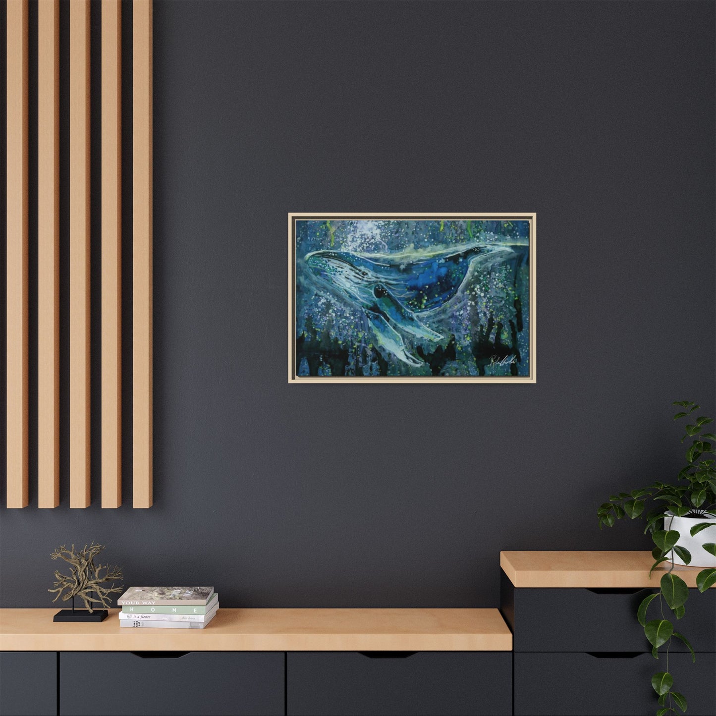 Watercolor Whale Framed Wall Art