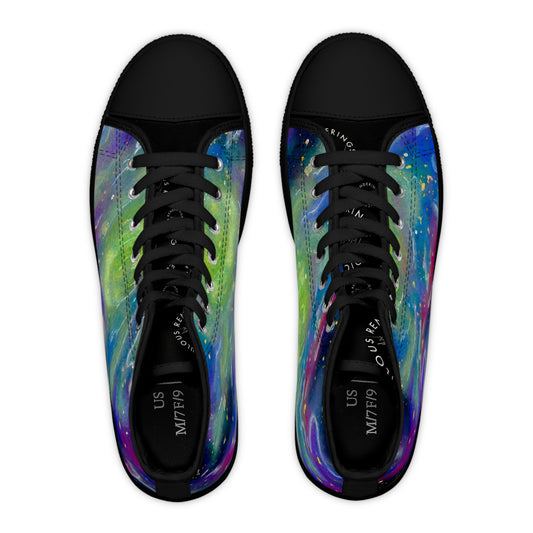 Galaxy Swirl High-Top Sneakers — Colorful Cosmic Women's Canvas Shoes