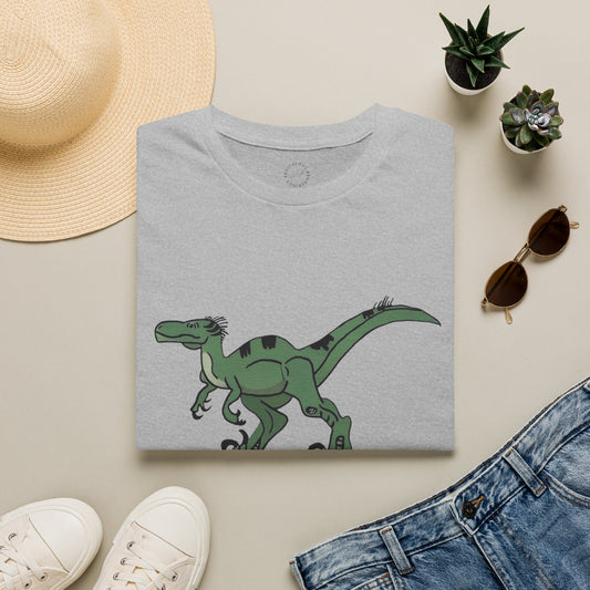 Raptor Graphic T-Shirt — Green Dinosaur Illustration Tee
