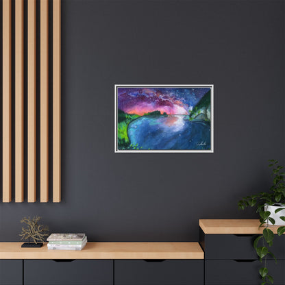 Watercolor Sunset Lake Framed Wall Art