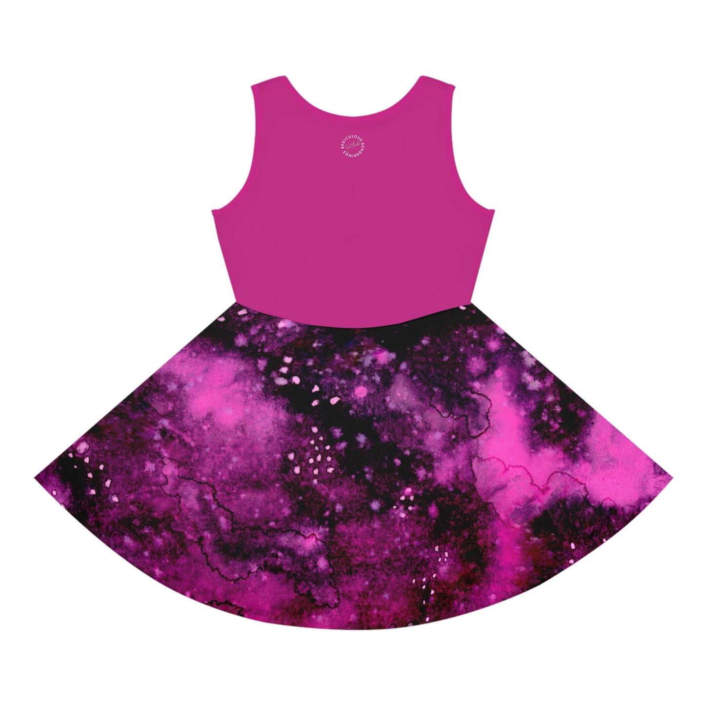 Pink Top Galaxy Girls' Sleeveless Sundress (AOP)