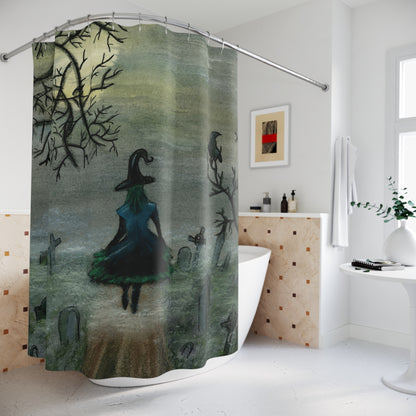 Cemetary Witch Spooky Shower Curtain