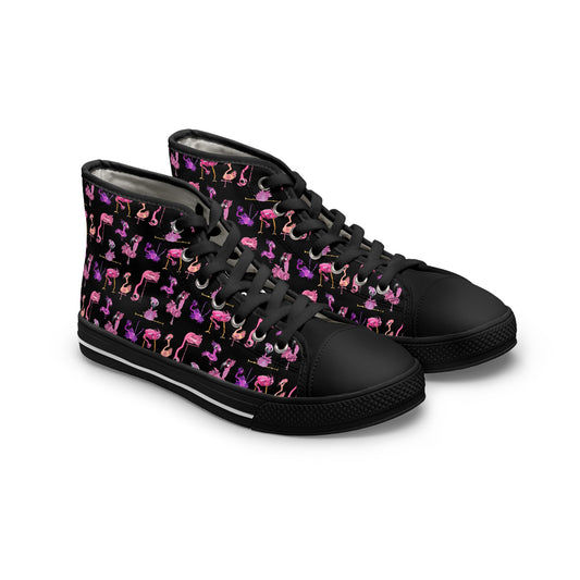 High Top Sneakers — Pink & Purple Flamingo Pattern (Women’s)
