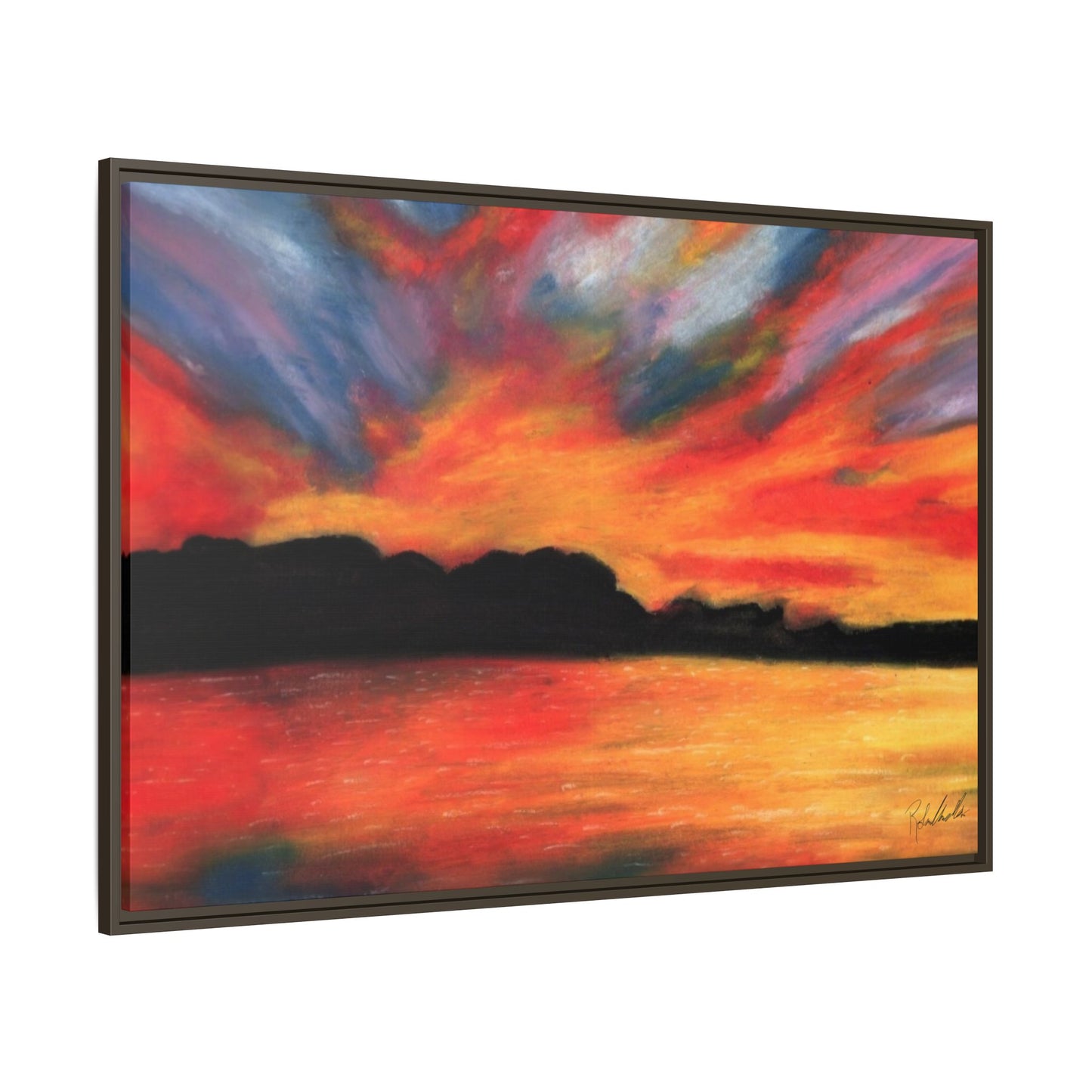 Sunset Over The Lake Framed Wall Art