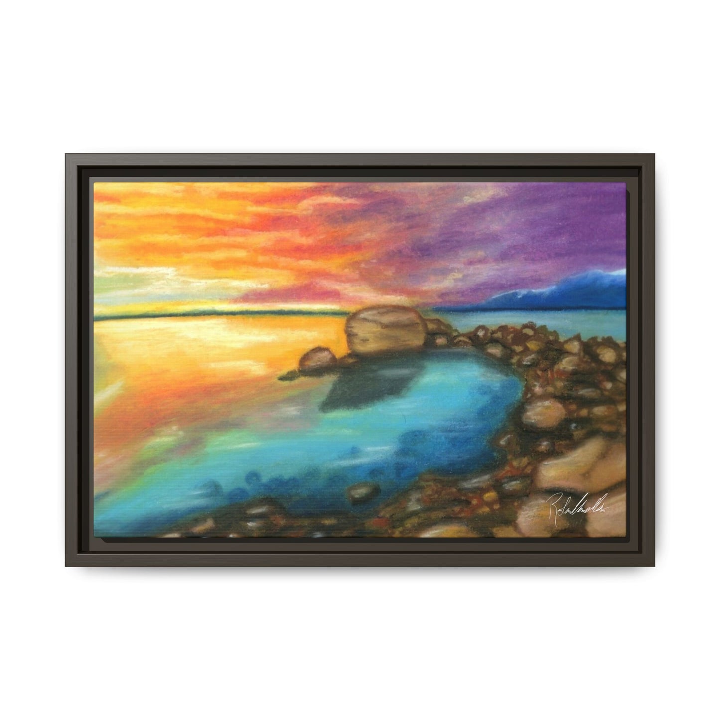 Sunset Ocean Beach Framed Wall Art