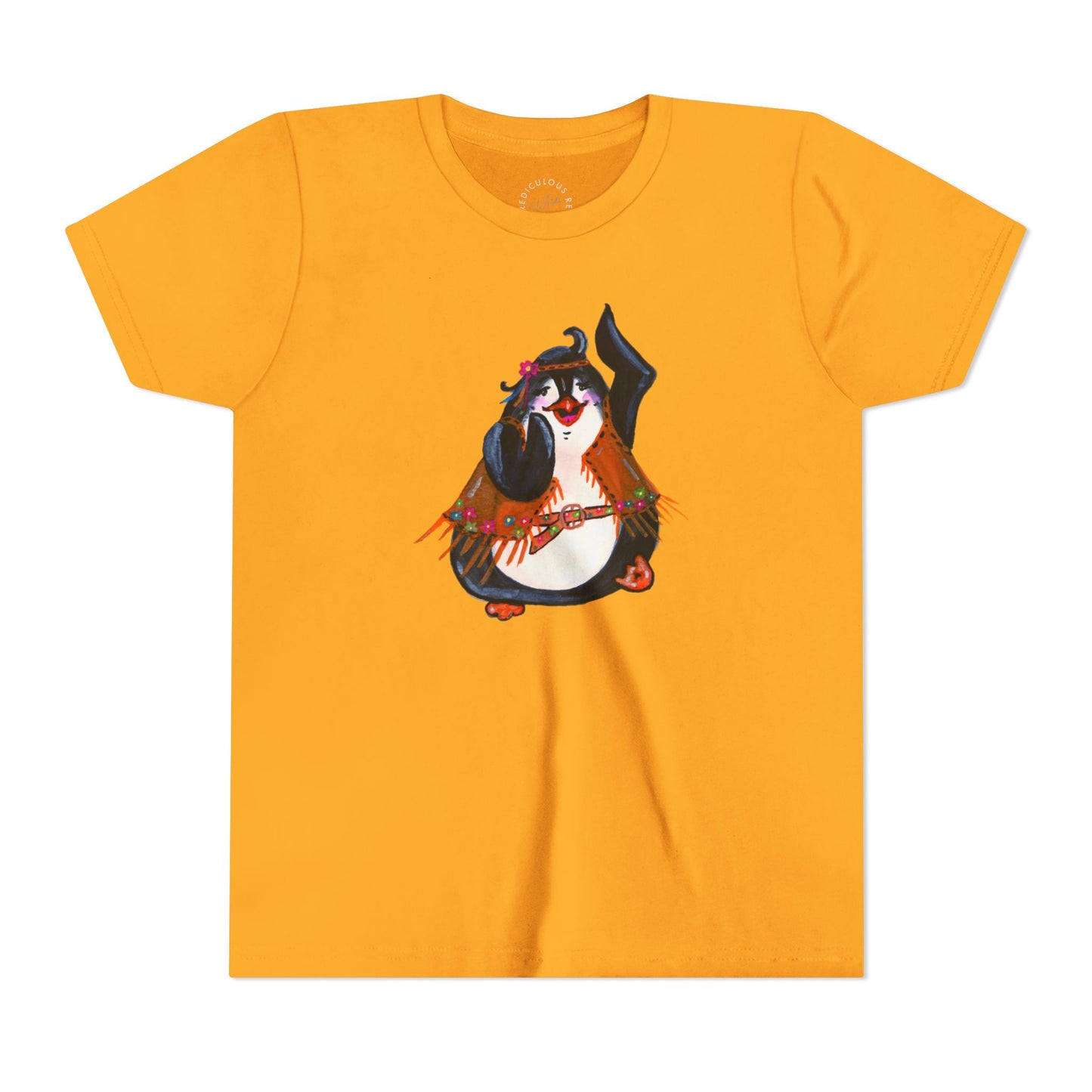 Kids Dancing Penguin Tee — Cute 60s Retro Penguin Graphic Youth T‑Shirt