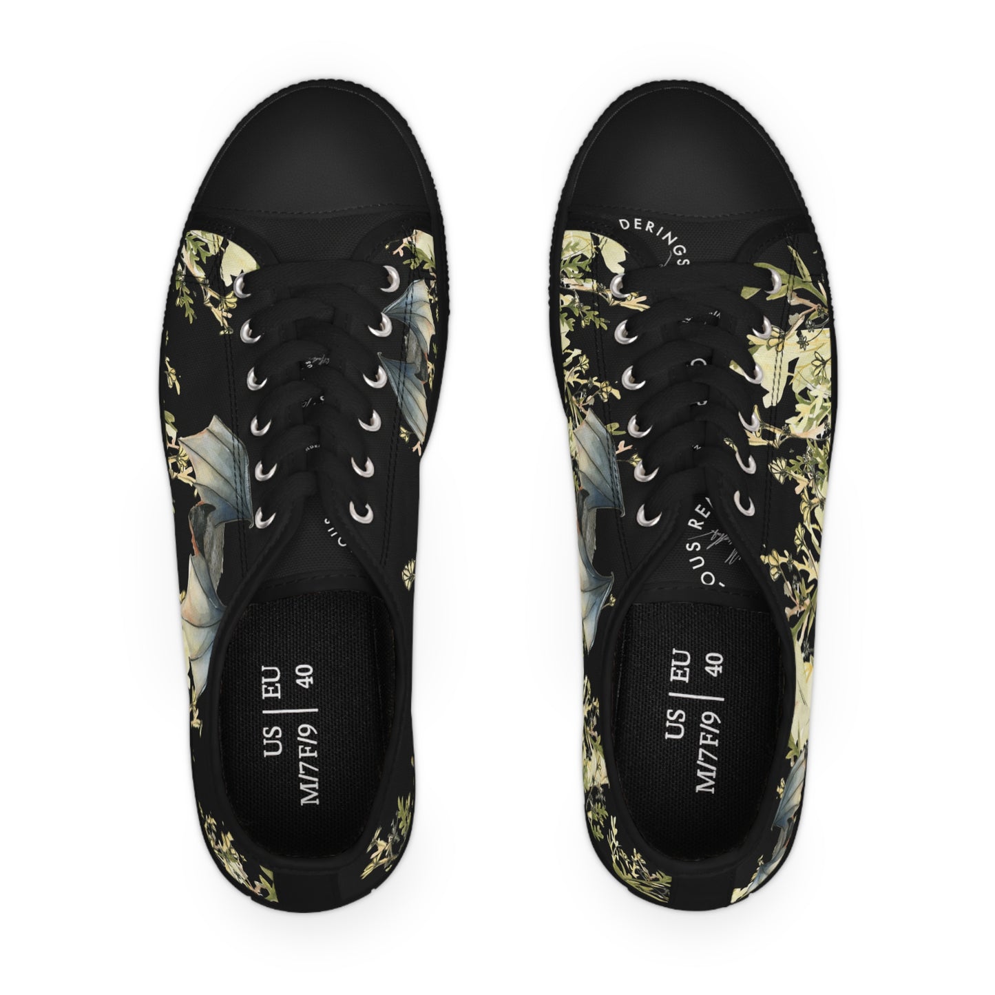 Black Bat Printed Unisex Classic Low Top Sneaker Shoes