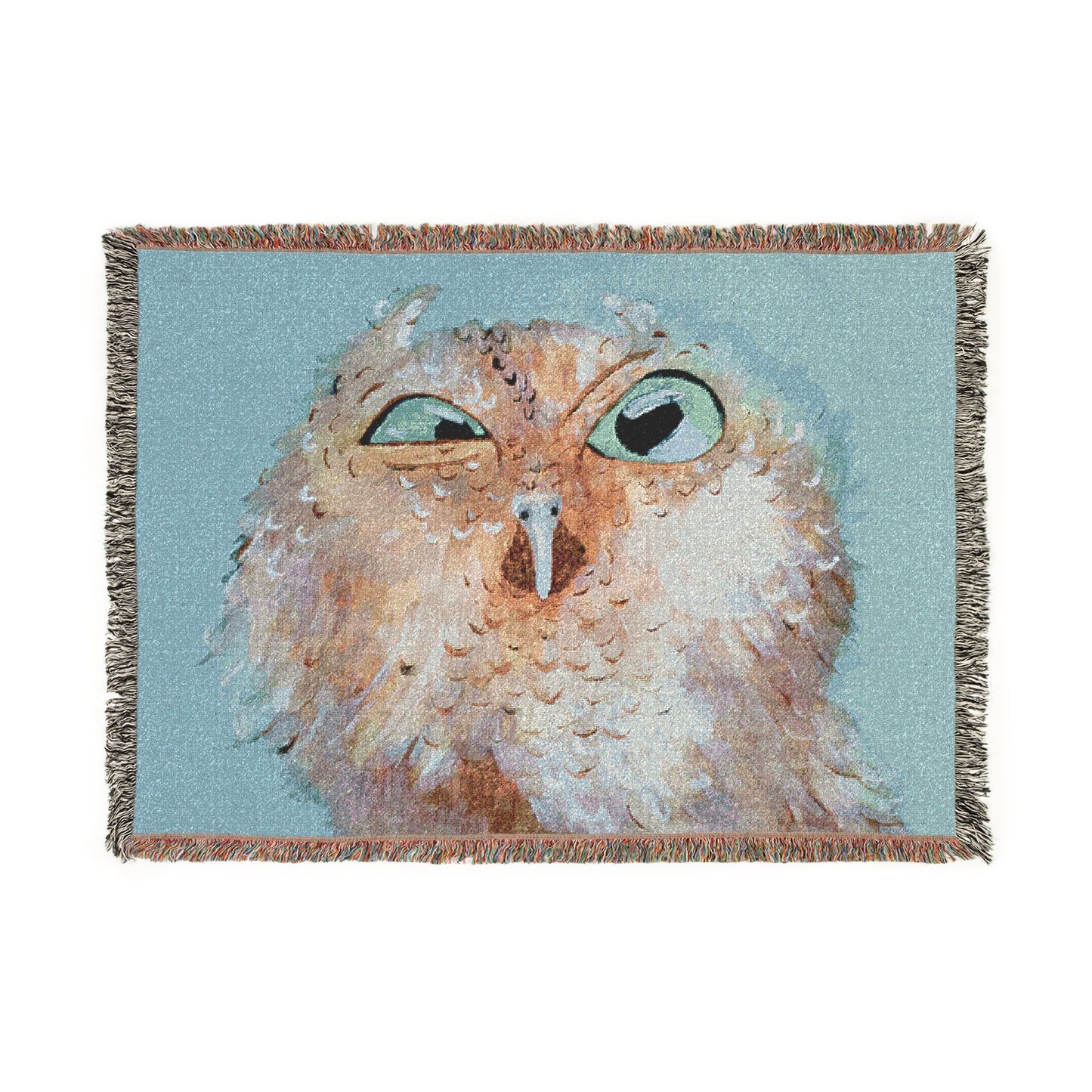 Woven Blanket — Colorful Whimsical Owl Throw Blanket
