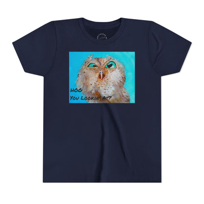 Youth Owl Tee "Hoo You Looking At?" - Cute Kids Graphic T-Shirt