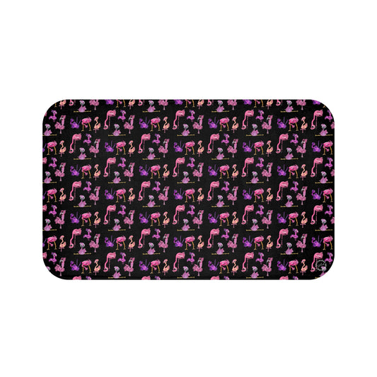 Black- Flamingo Bath Mat Anti-Slip, 100% Microfiber Rug- Home & Bathroom Supplies