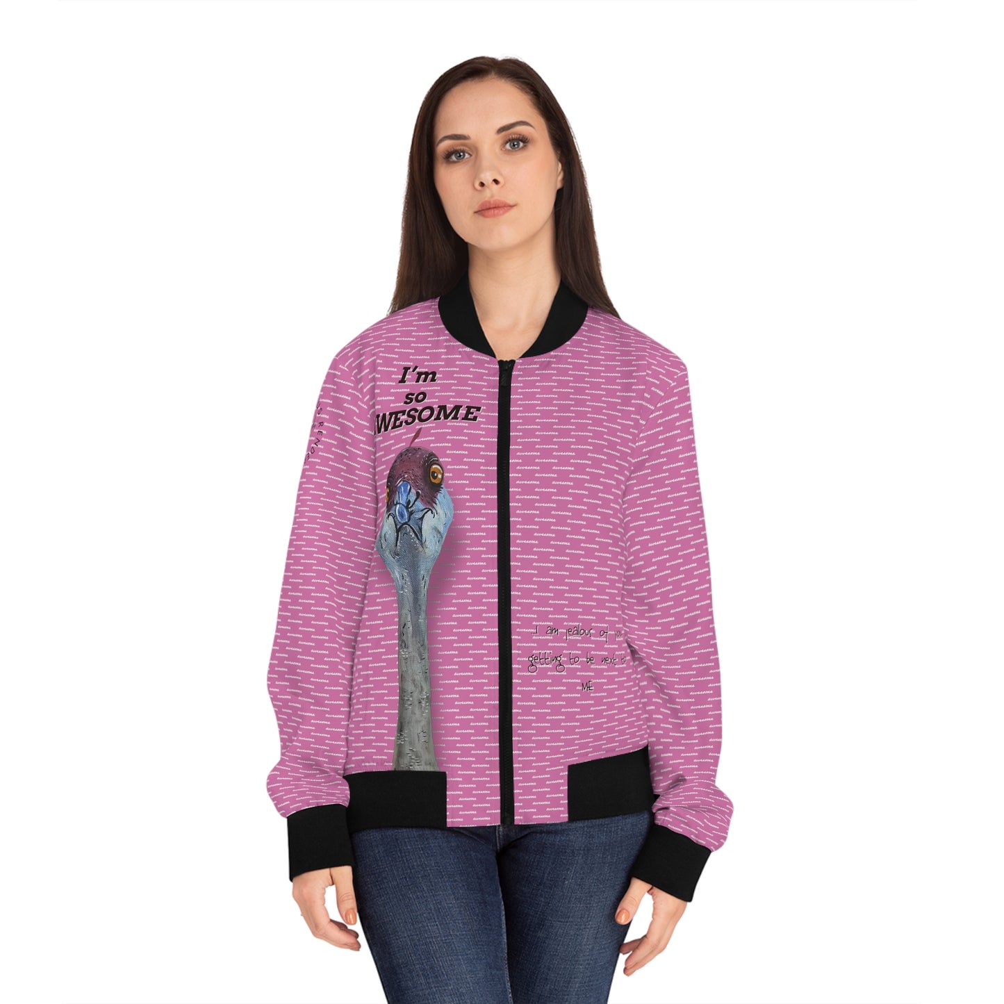 Ostrich Just That Awesome Pink Lady Women's Bomber Jacket (AOP)