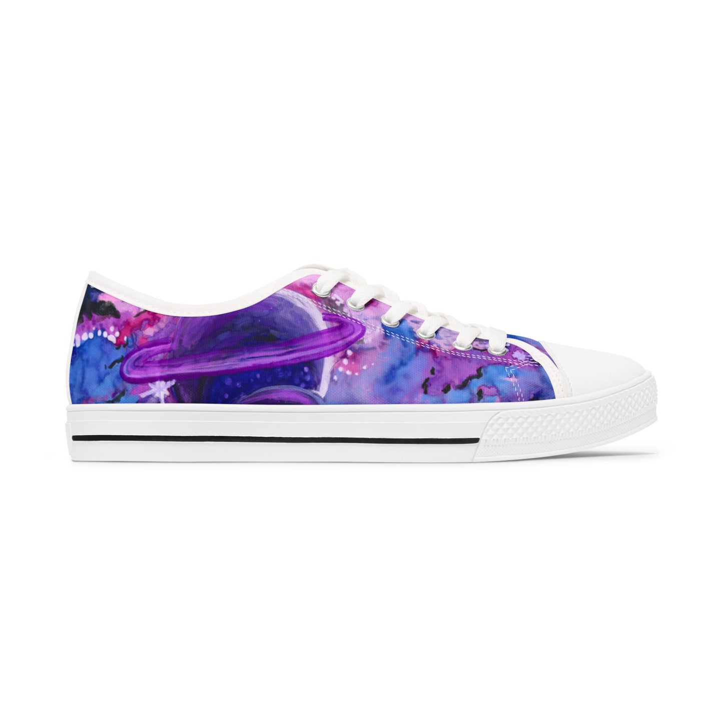 Purple Galaxy Women's Low Top Sneakers — Abstract Tie-Dye Cosmic Design