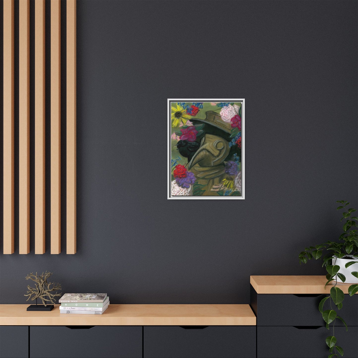 Plague Doctor and Raven Framed Wall Art