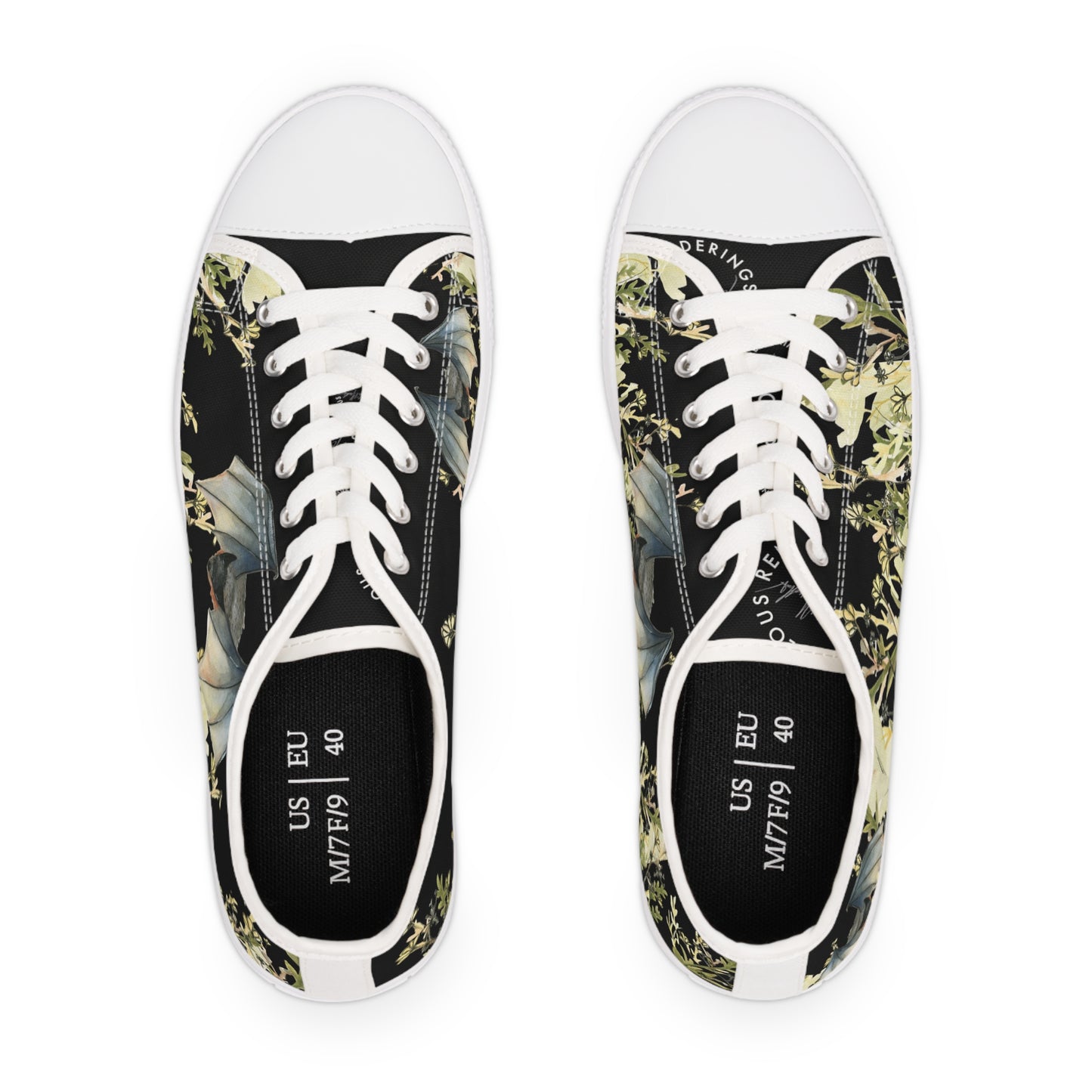 Black Bat Printed Unisex Classic Low Top Sneaker Shoes