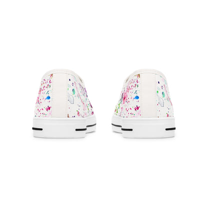 Low Top Sneakers — Pastel Watercolor Floral Print Women's Canvas Shoes