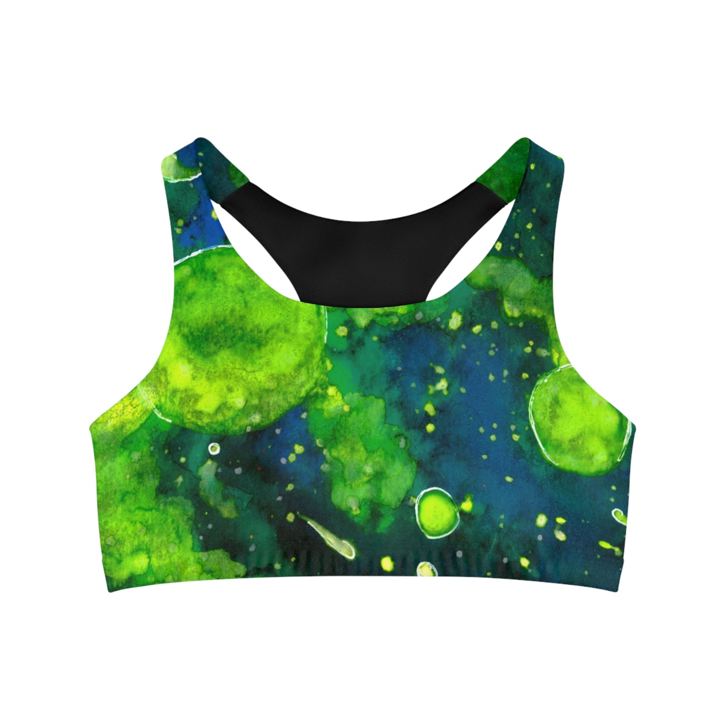 Green Galaxy Seamless Sports Bra (AOP)