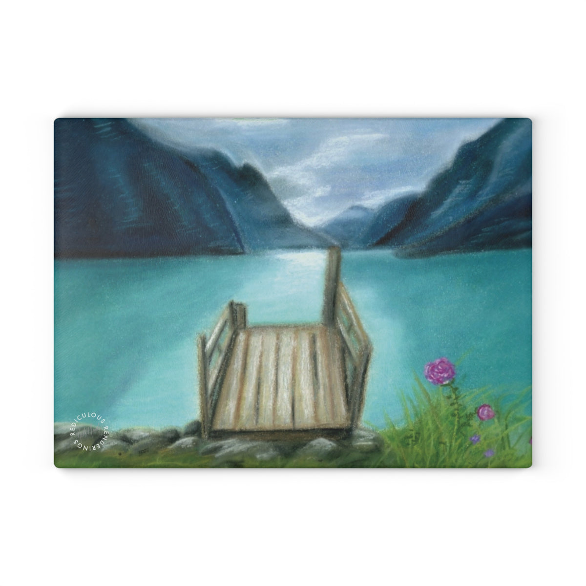 Glass Cutting Board — Serene Lake Dock Scenic Kitchen Glass Chopping Board