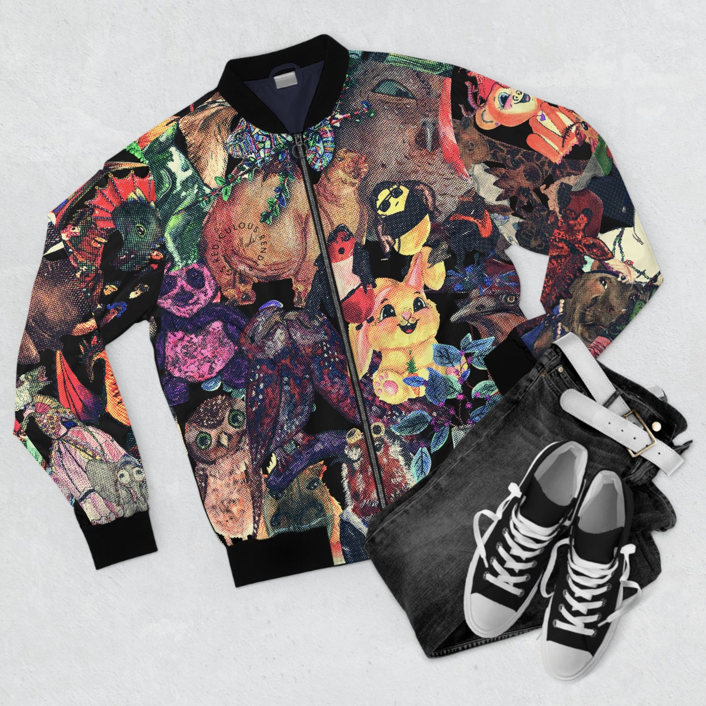 Faded Animal Mashup Bomber Jacket (AOP)