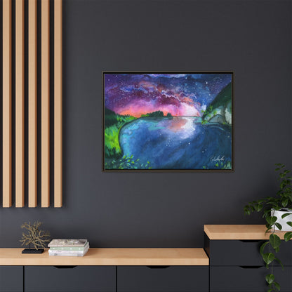 Watercolor Sunset Lake Framed Wall Art