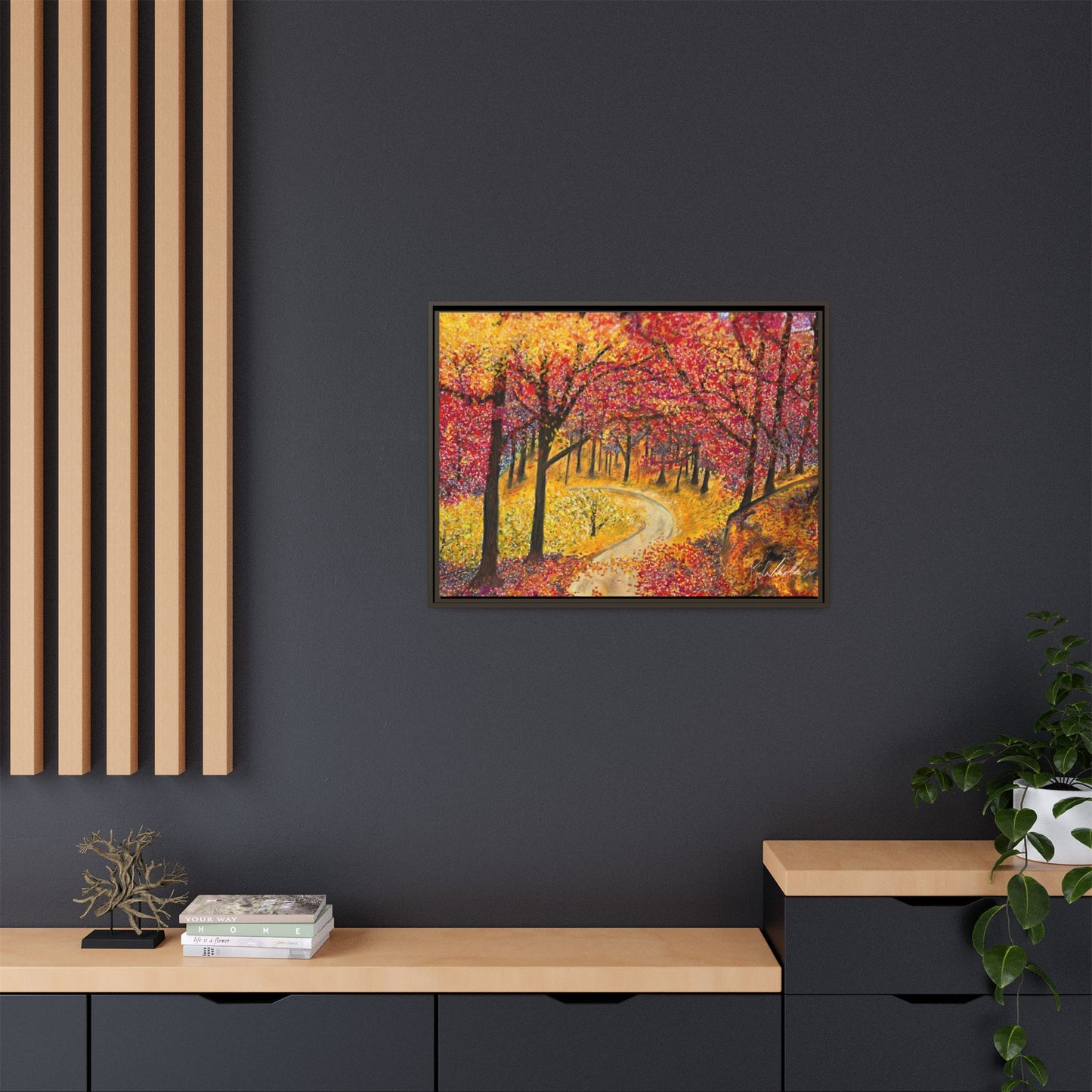 Vibrant Fall Forest Framed Wall Art