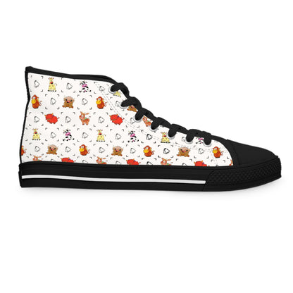 Women's High Top Sneakers — Cute Autumn Animal Cow Pattern Casual Shoes