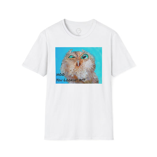 Grumpy Owl- Hoo You Lookin At? Unisex Softstyle T-Shirt