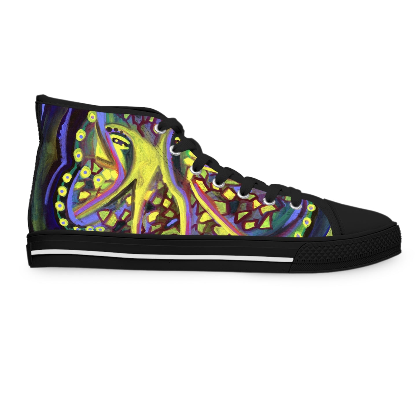 Octopus Green/Black Woman's Classic High Top Sneakers