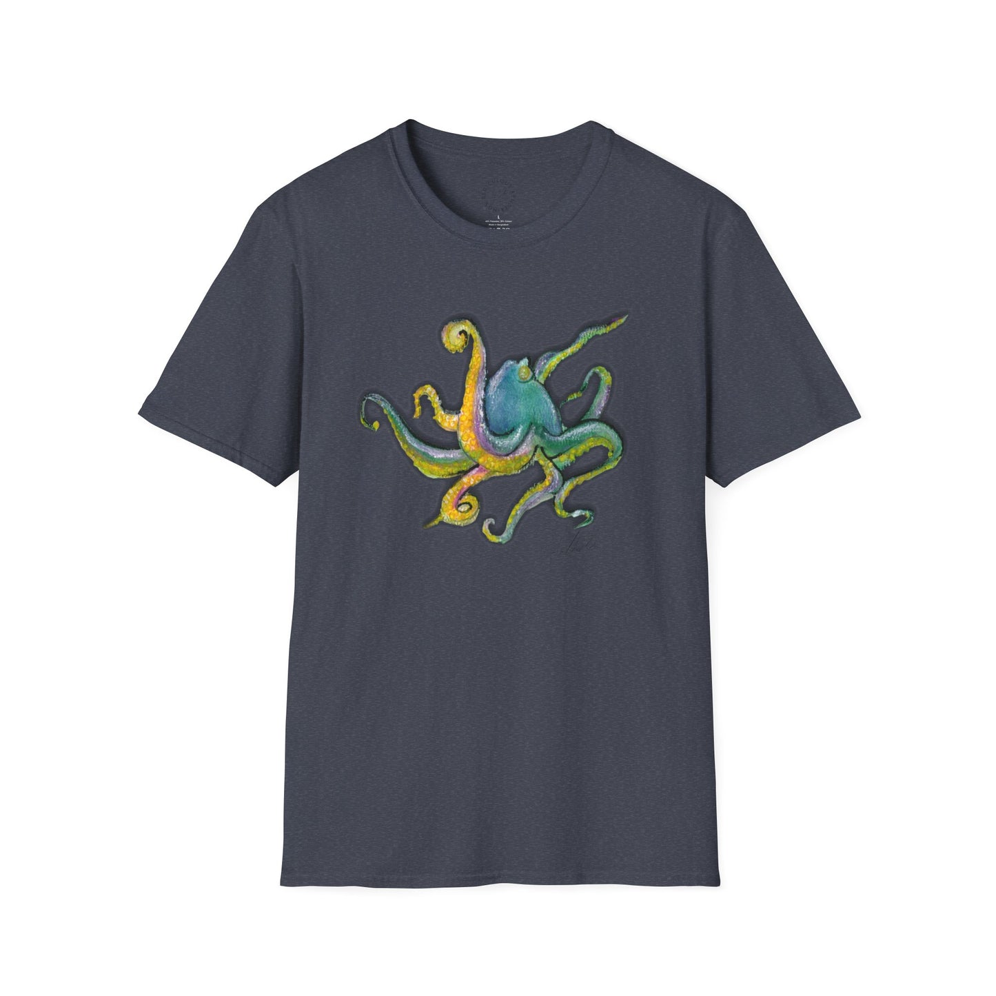 Green octopus Unisex Softstyle T-Shirt