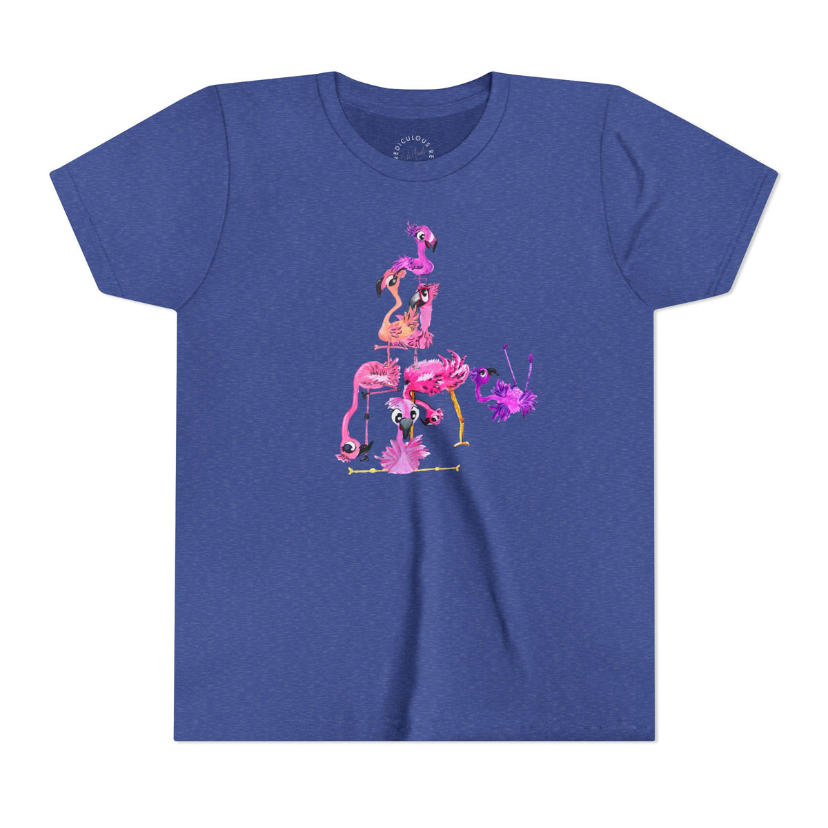 Youth Tee — Watercolor Pink Flamingo Stack Kids T-Shirt