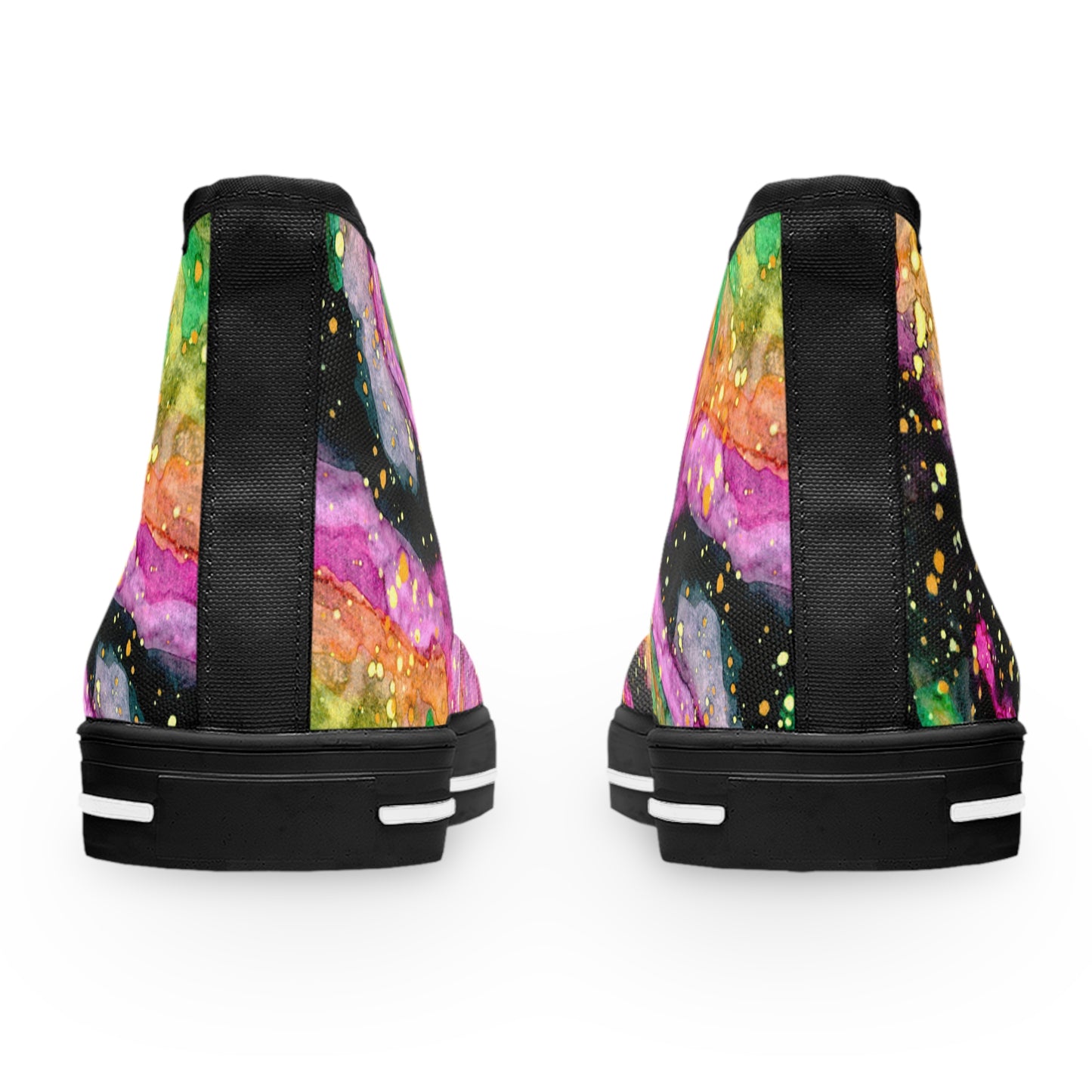 Neon Galaxy Unisex Classic High Top Sneakers Closed Toe Casual Walking Fashion Shoes