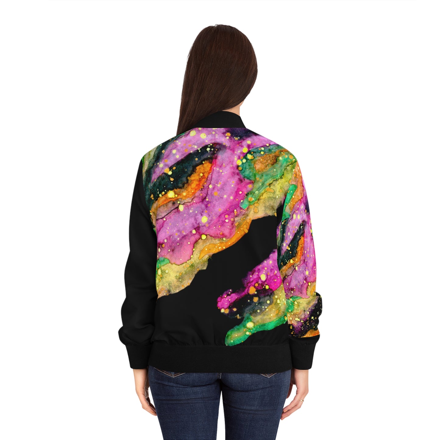 Neon Galaxy Women's Bomber Jacket (AOP)