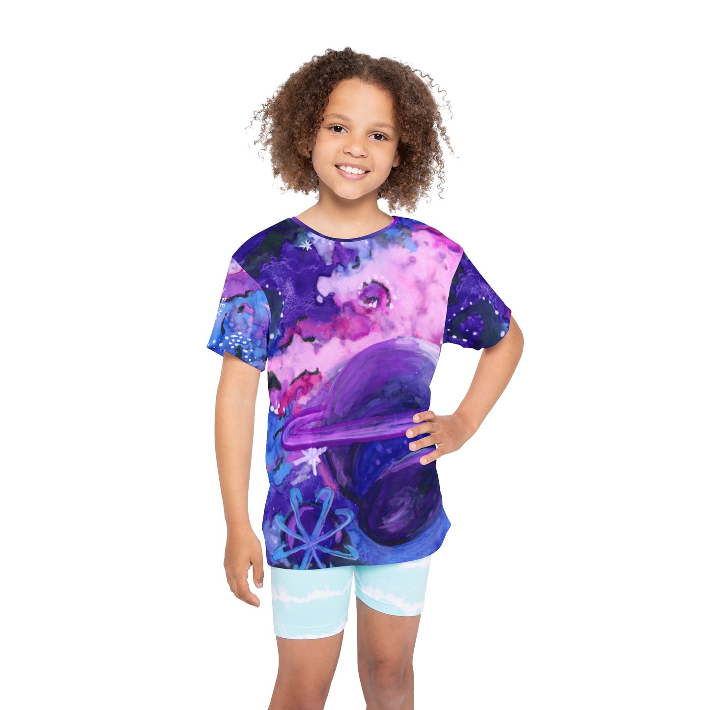 Kids Galaxy Sports Jersey — Purple Nebula Planet All-Over Print