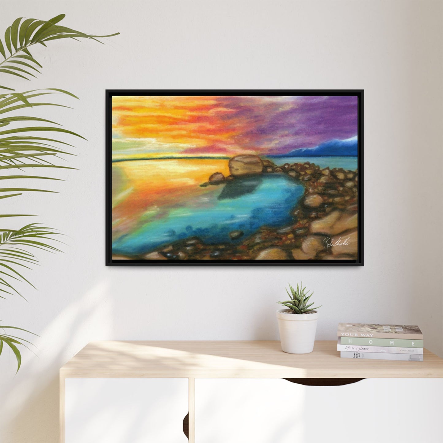 Sunset Ocean Beach Framed Wall Art
