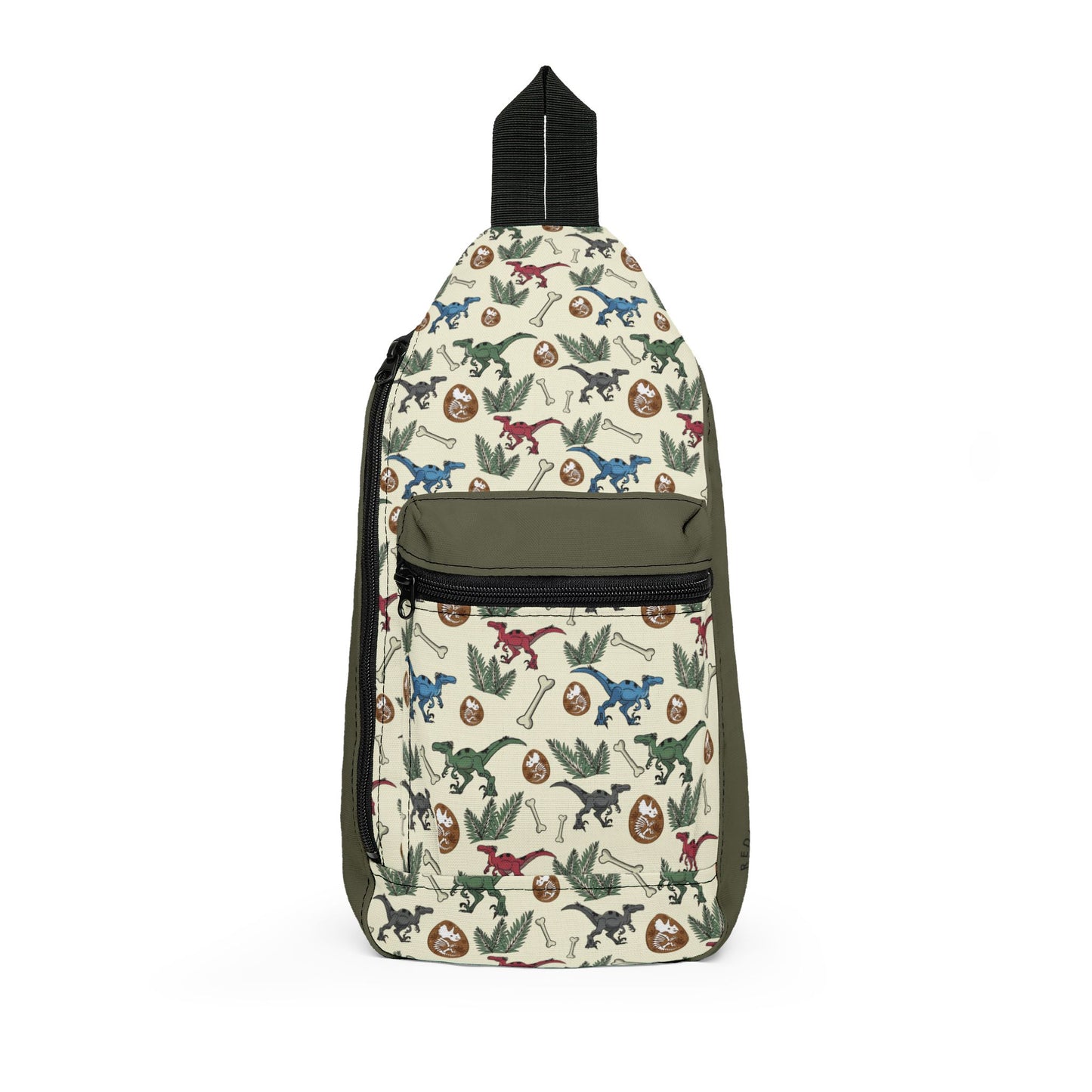 Floral Vintage Dinosaur Sling Bag – Botanical Pattern Crossbody Bag