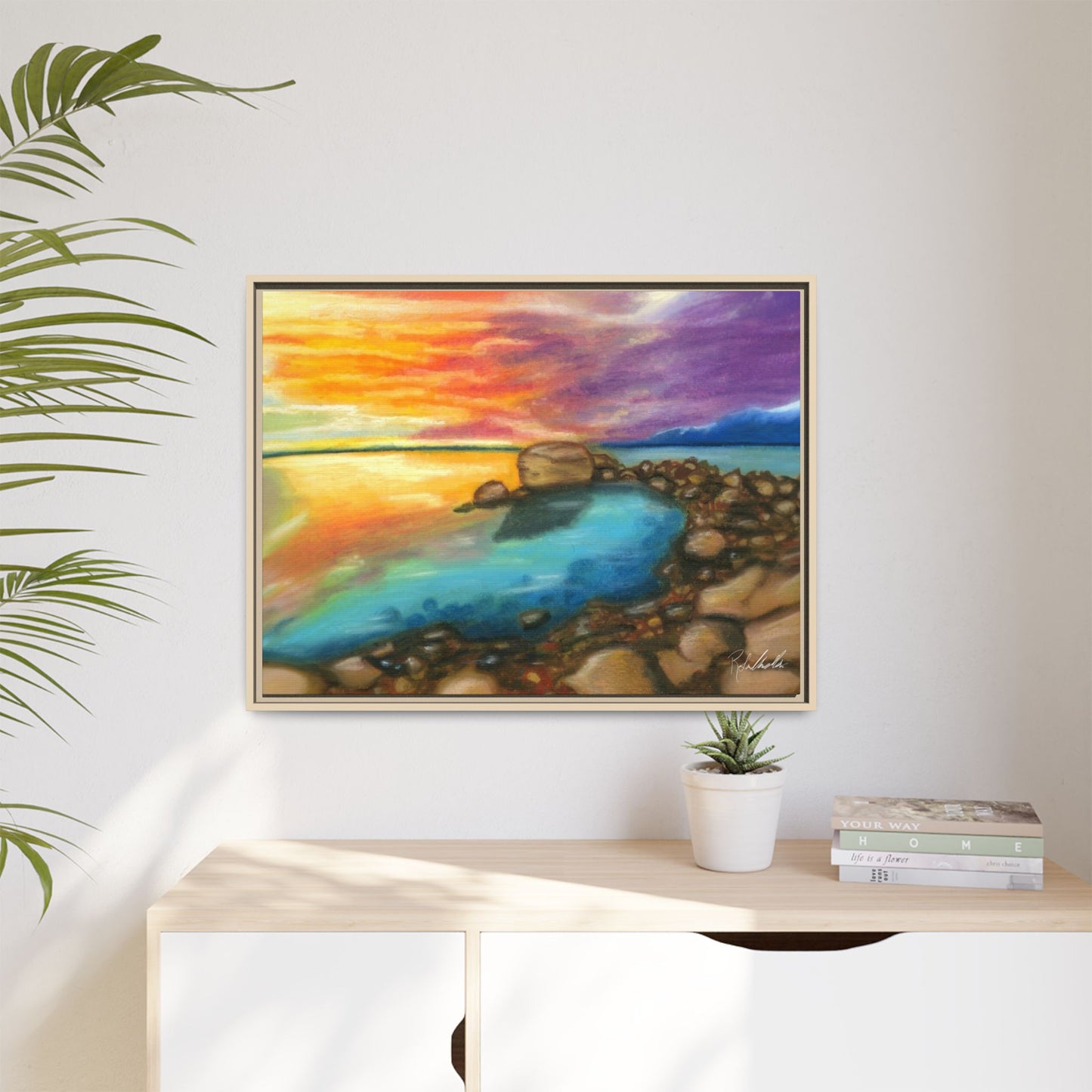 Sunset Ocean Beach Framed Wall Art