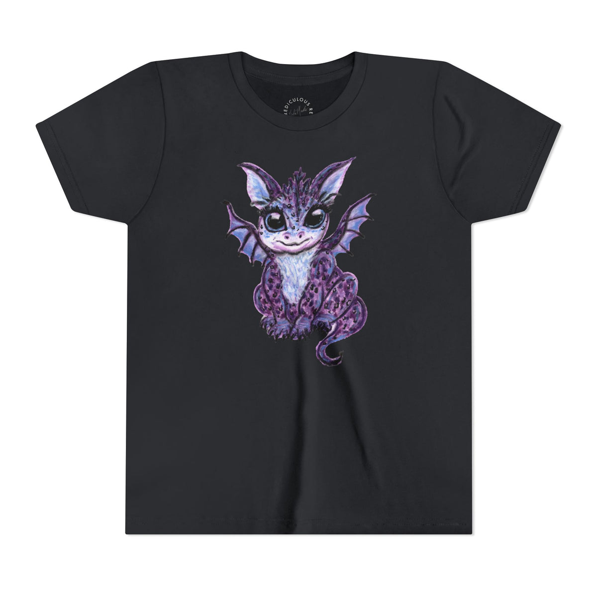 Youth Tee — Cute Purple Baby Dragon Illustration Kids Shirt