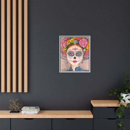 Day of the Dead Skull Woman Framed Wall Art