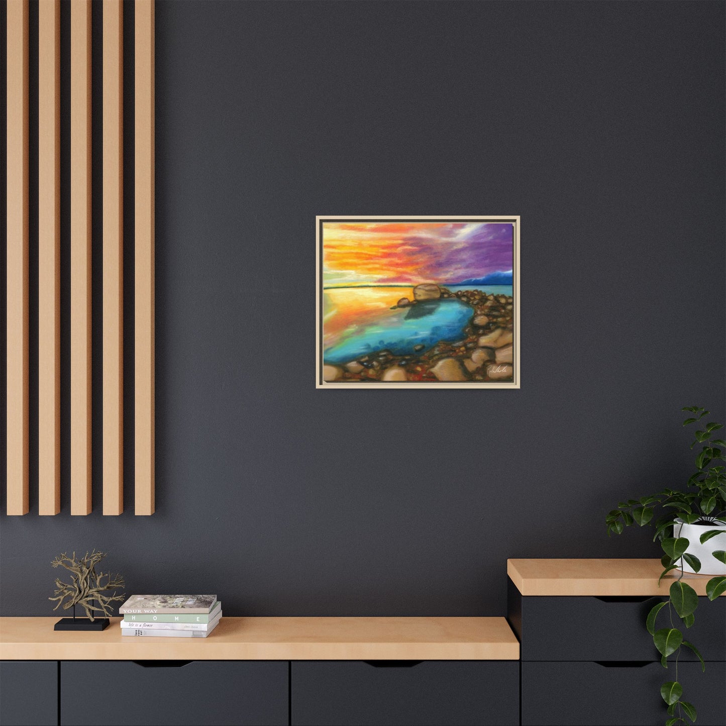 Sunset Ocean Beach Framed Wall Art