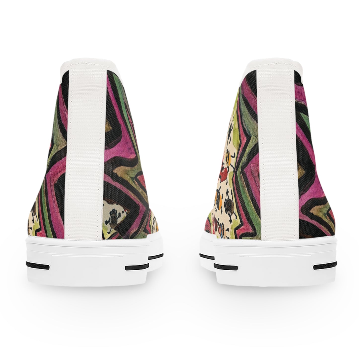 Women's High Top Sneakers — Colorful Retro Cool Beans Pattern Casual Shoes