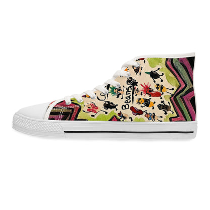 Women's High Top Sneakers — Colorful Retro Cool Beans Pattern Casual Shoes