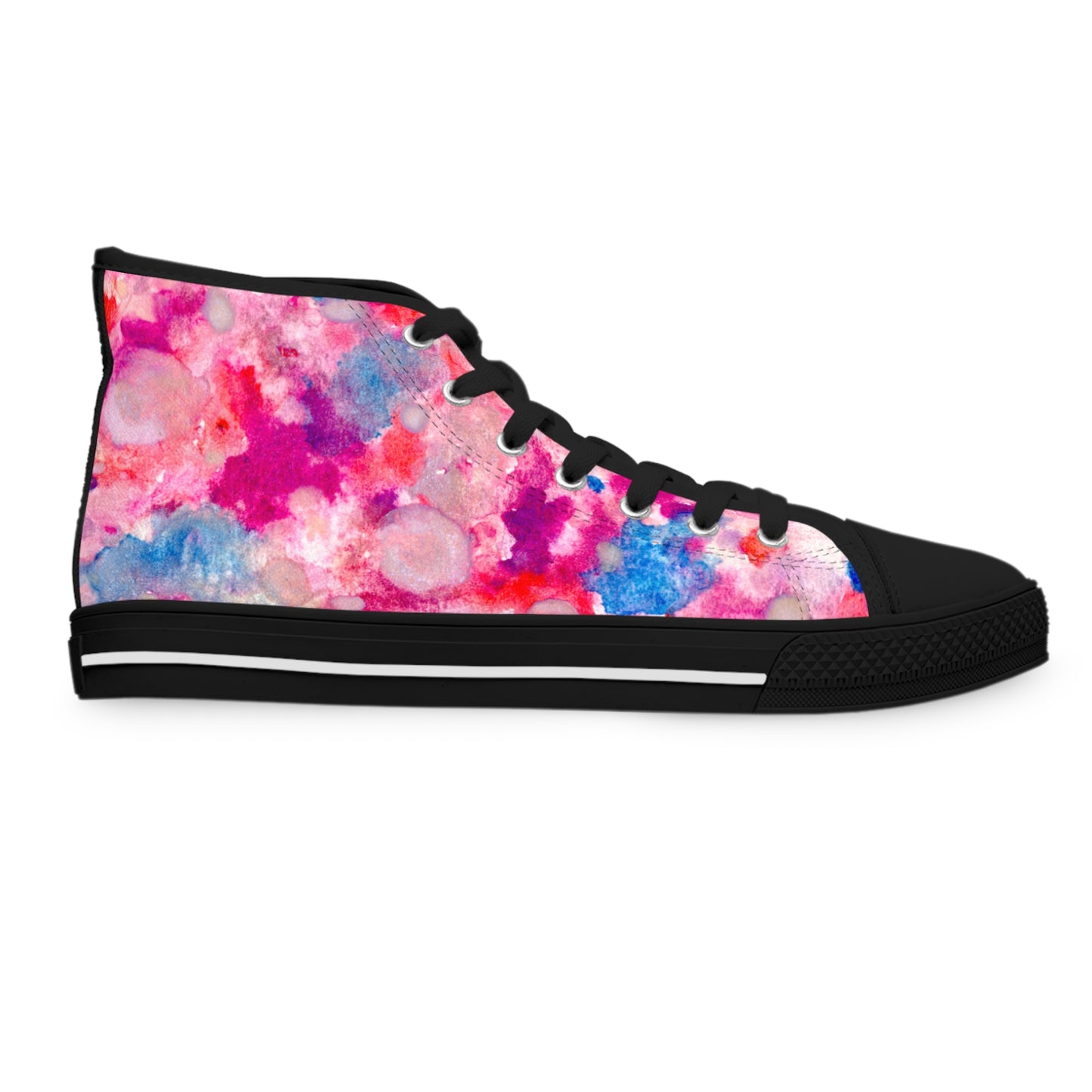 Women’s High Top Sneakers — Pink Blue Watercolor Tie-Dye Pattern