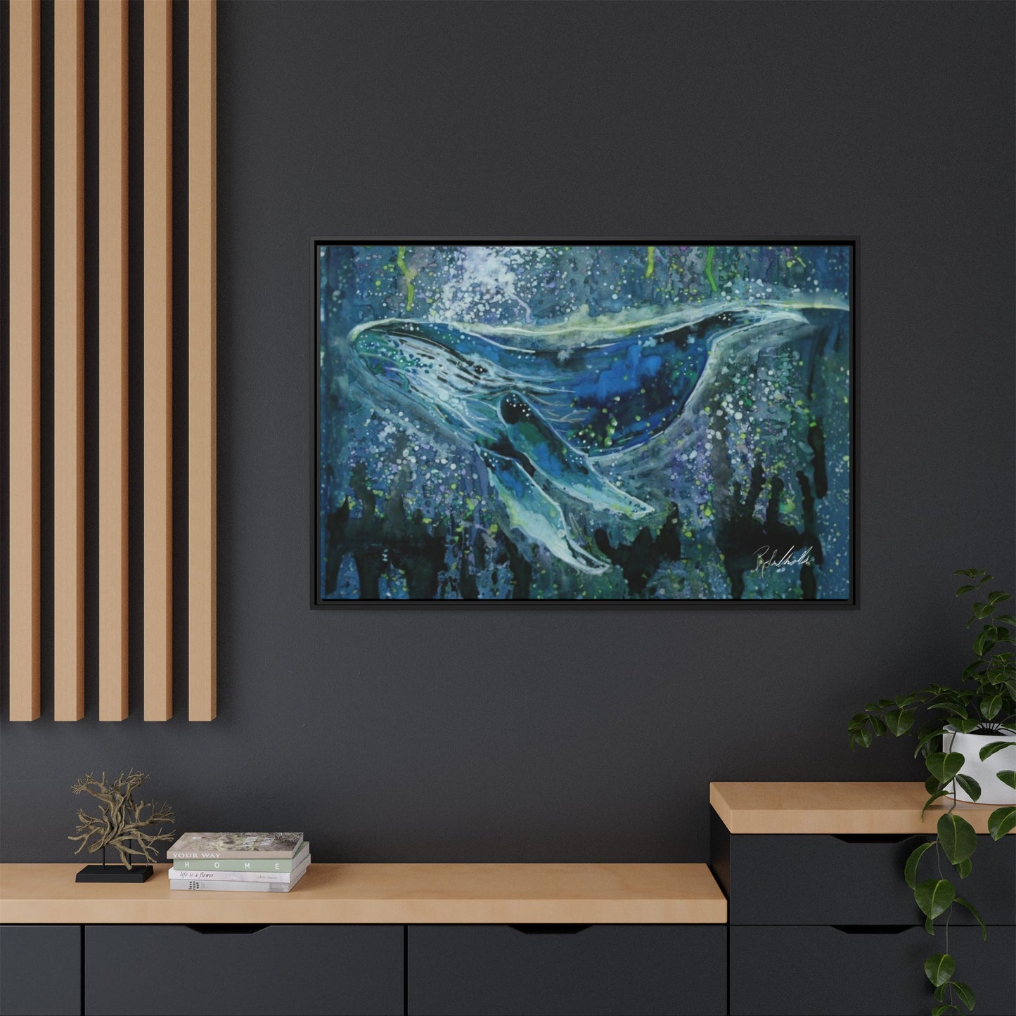 Watercolor Whale Framed Wall Art