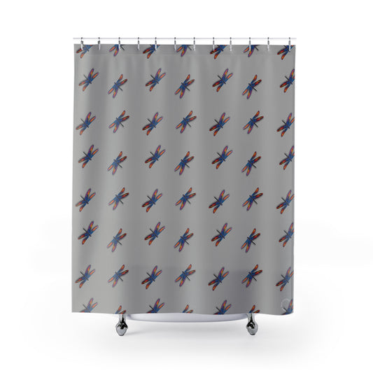 Gray Dragon Fly Shower Curtain for Home Bathroom with Durable One-Sided Print and Waterproof Polyester Material